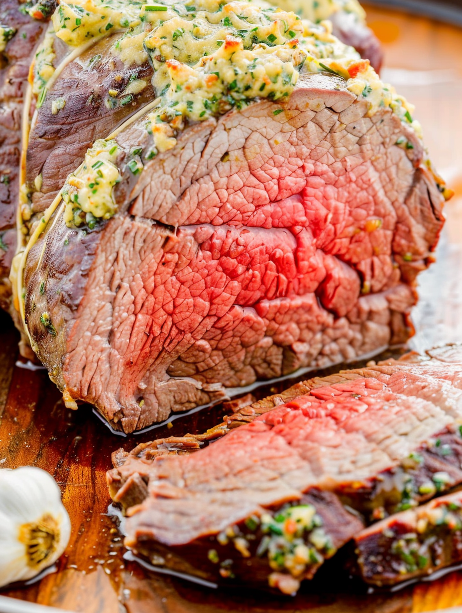 Slices of beef tenderloin on cutting board