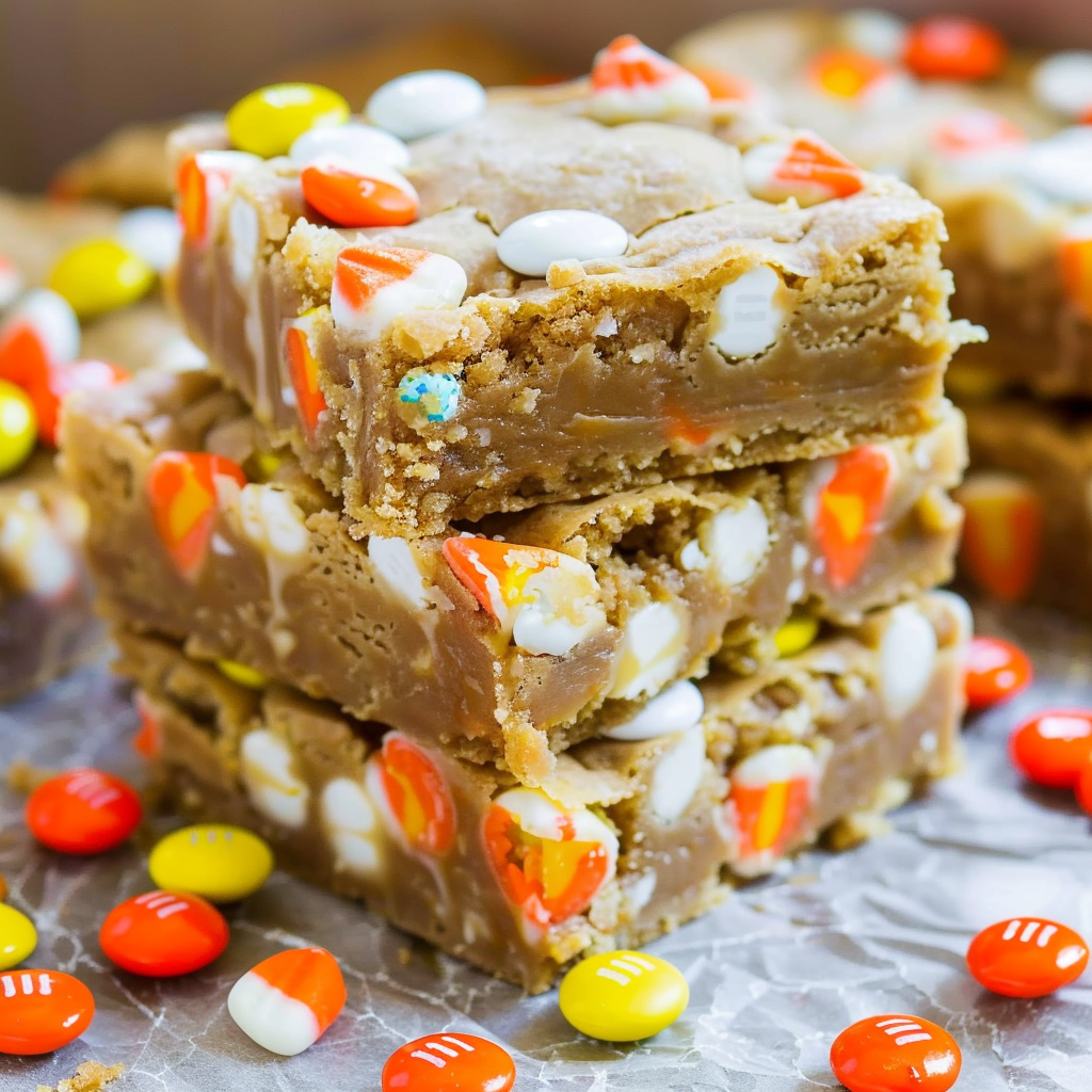 Candy Corn White Chocolate M&Ms Halloween Blondies