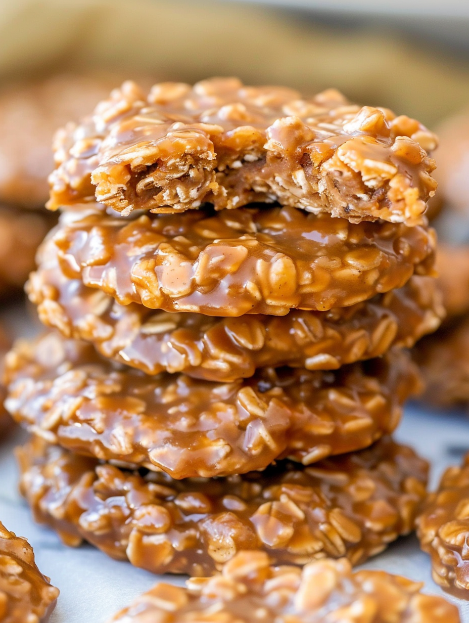 Close-up of pumpkin no bake cookies cooling on wax paper