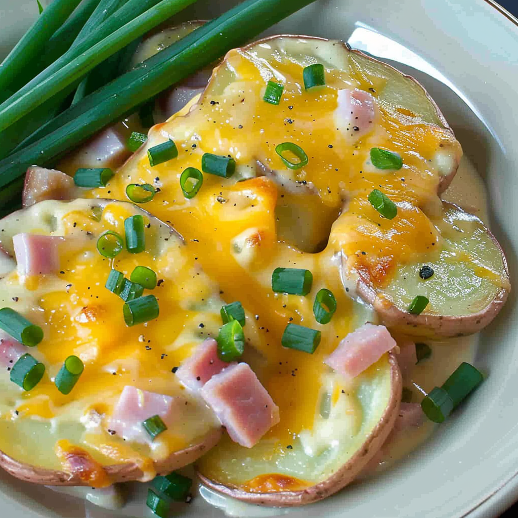 Slow Cooker Creamy Ham and Potatoes