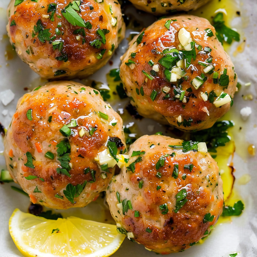 Baked Gluten Free Garlic Herb Turkey Meatballs