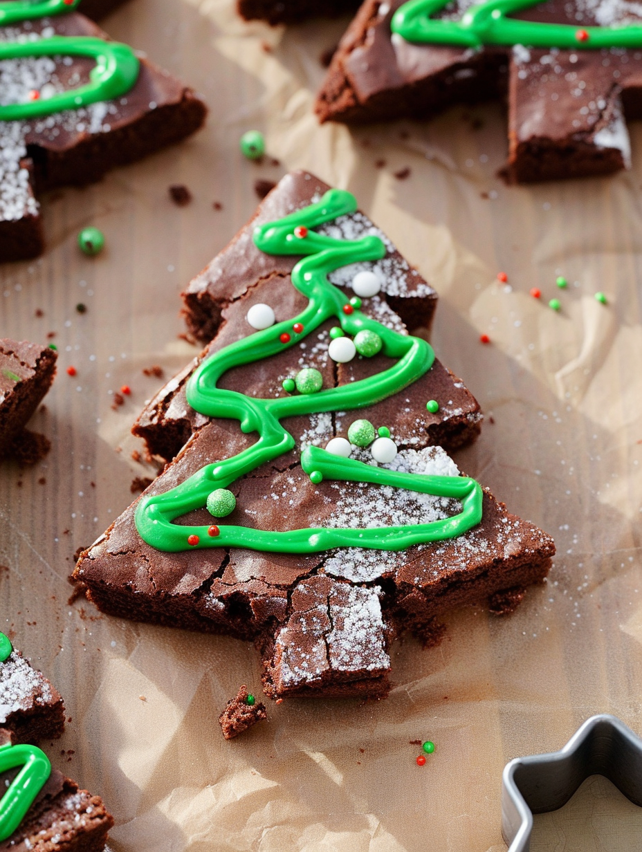 Child piping icing on brownie tree