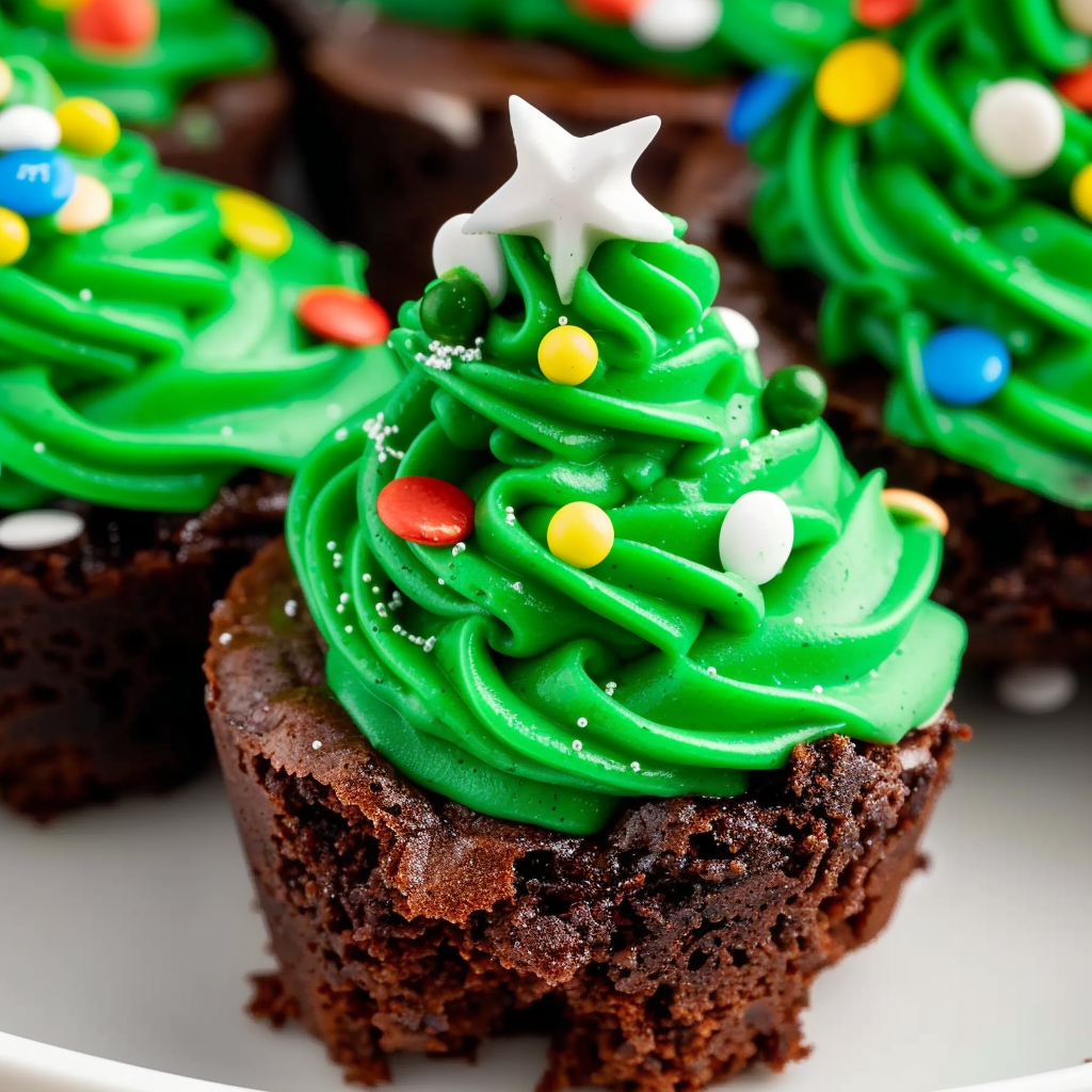 Christmas Tree Brownie Bites