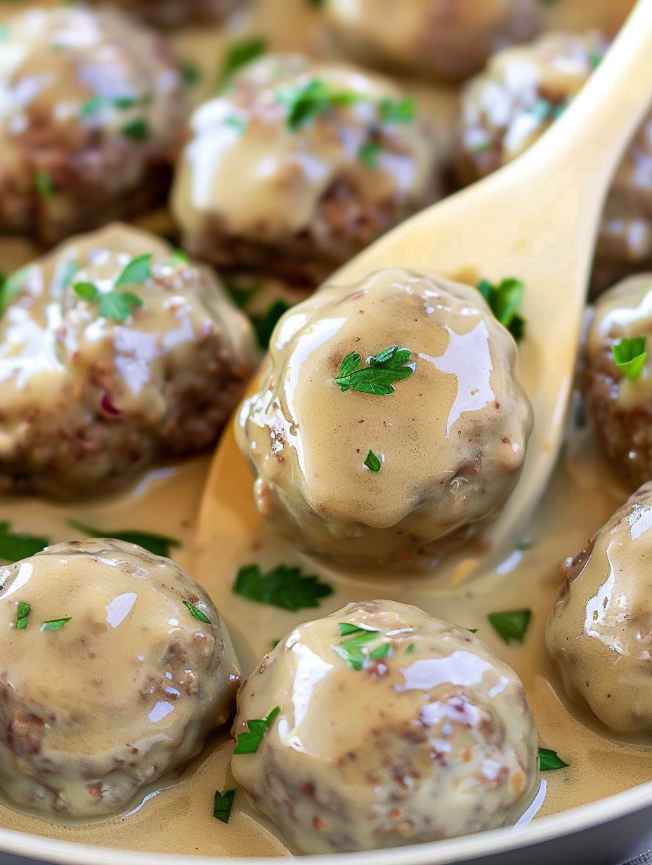 Baked Swedish meatballs on a sheet pan