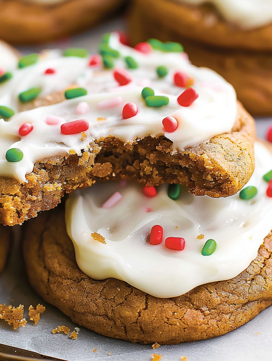 Close-up of frosted gingerbread cookies on a plate