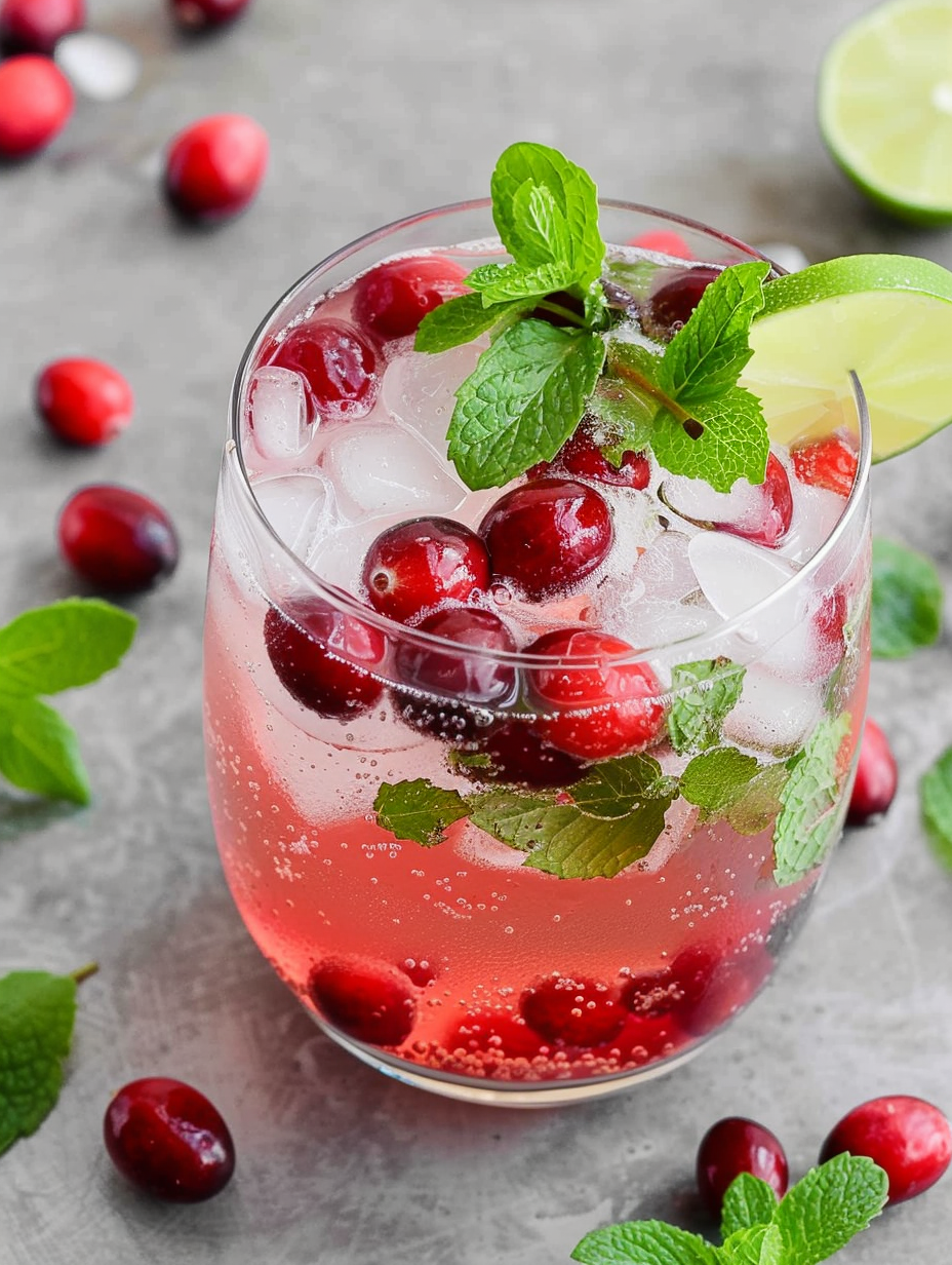 Fresh cranberries and mint ready for syrup