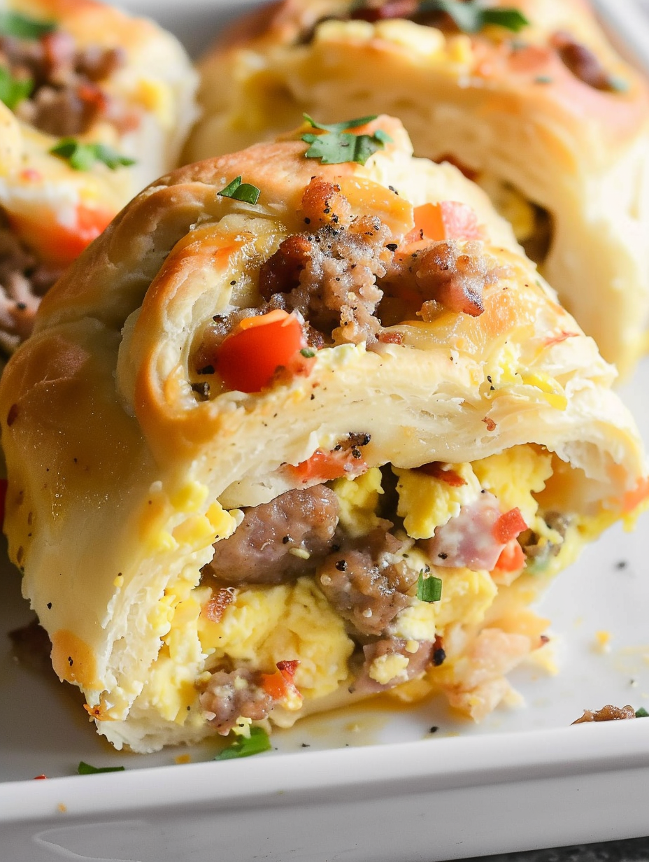 Hearty Breakfast Rolls with Sausage, Bacon, Eggs & Cheese