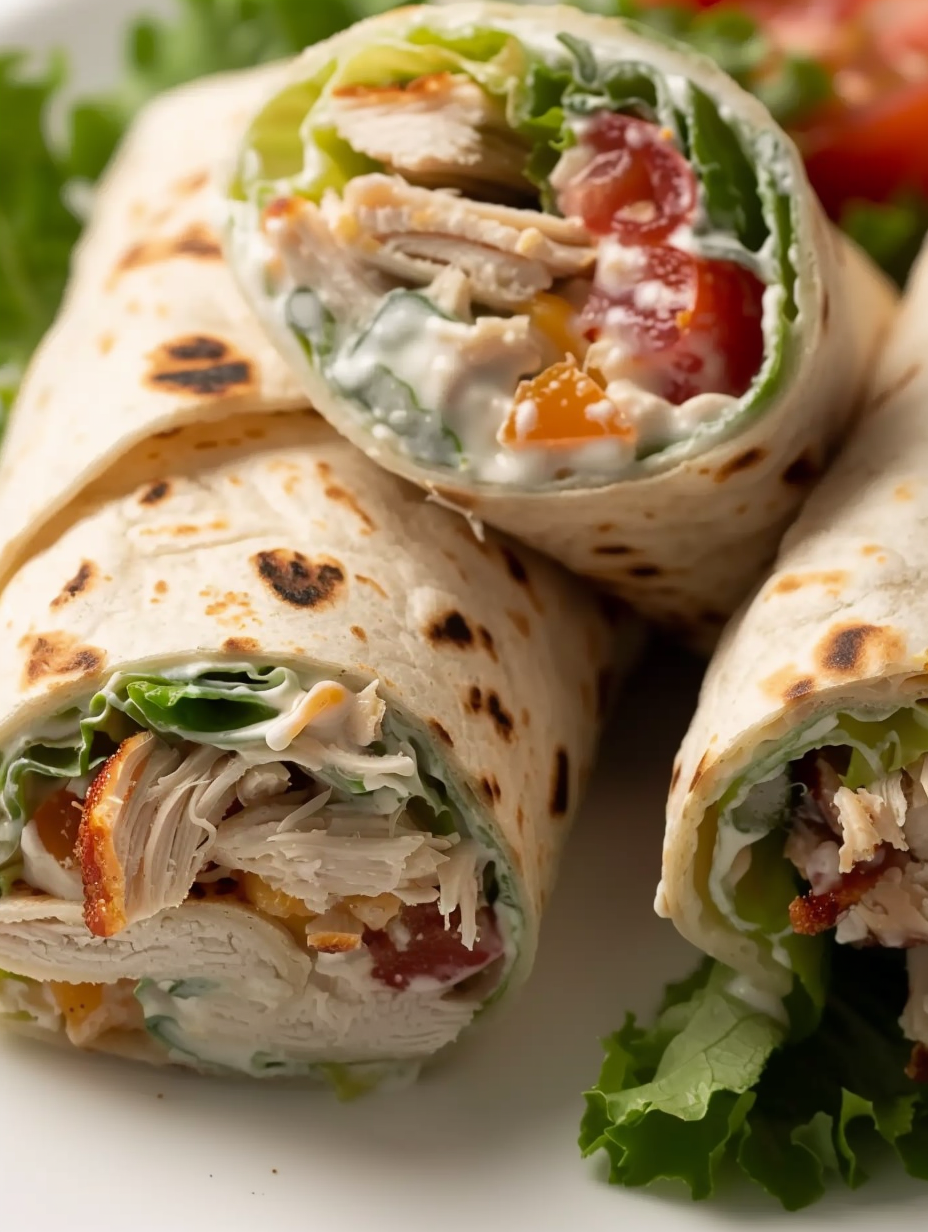 Chicken bacon ranch wrap on a white plate