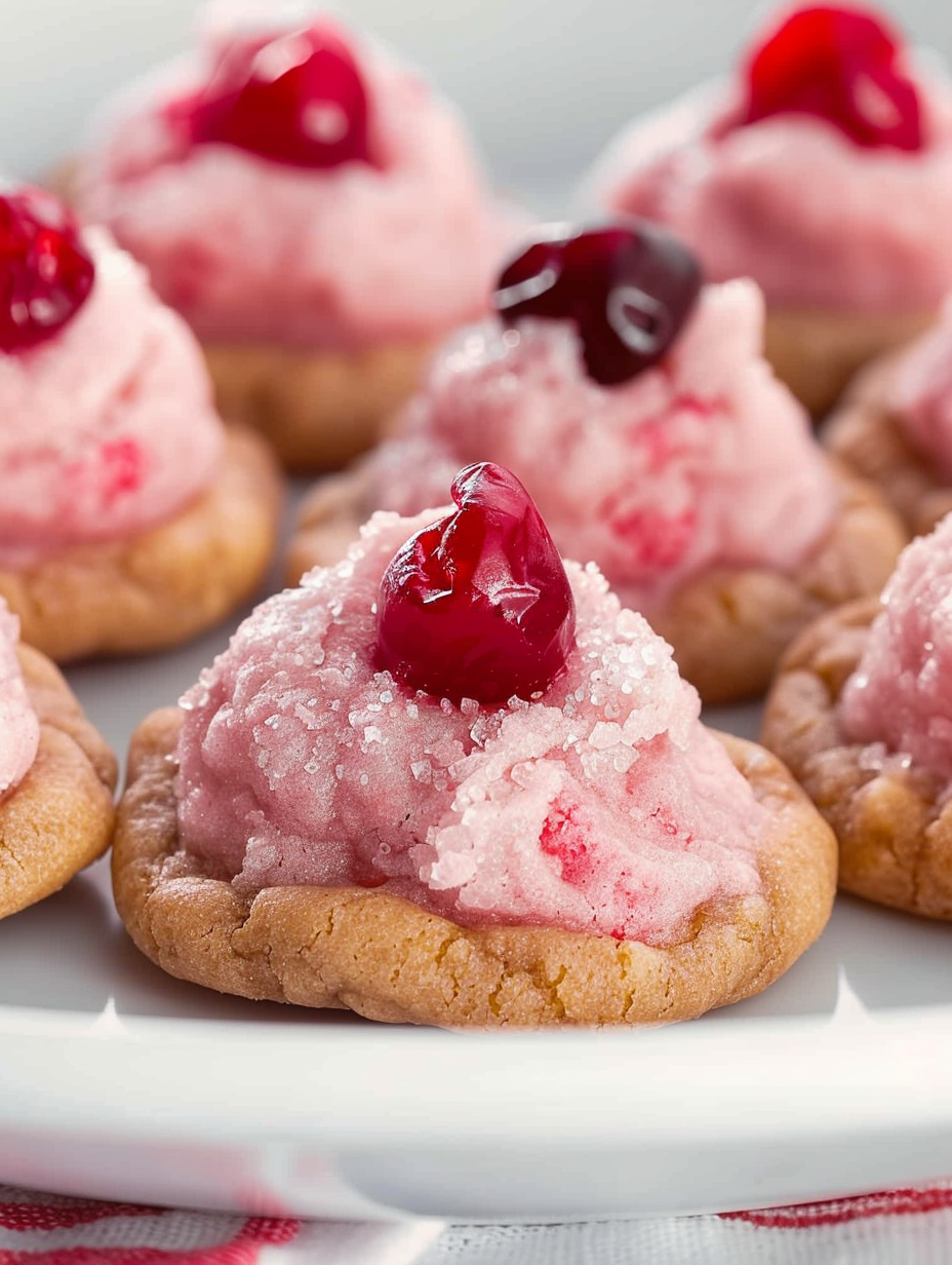 Close-up of a Cherry Kiss cookie