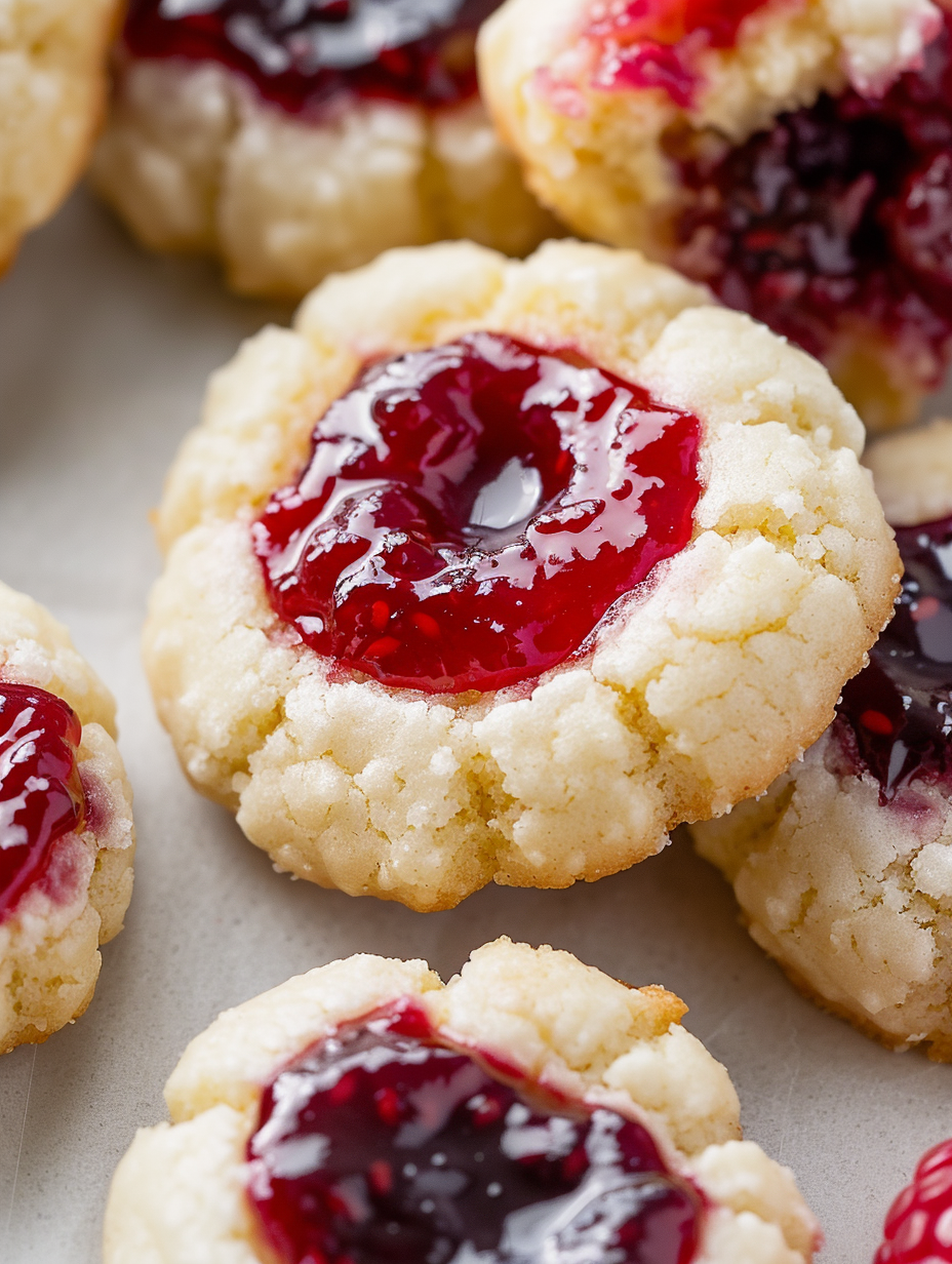 5-Ingredient Raspberry Cheesecake Thumbprint Cookies