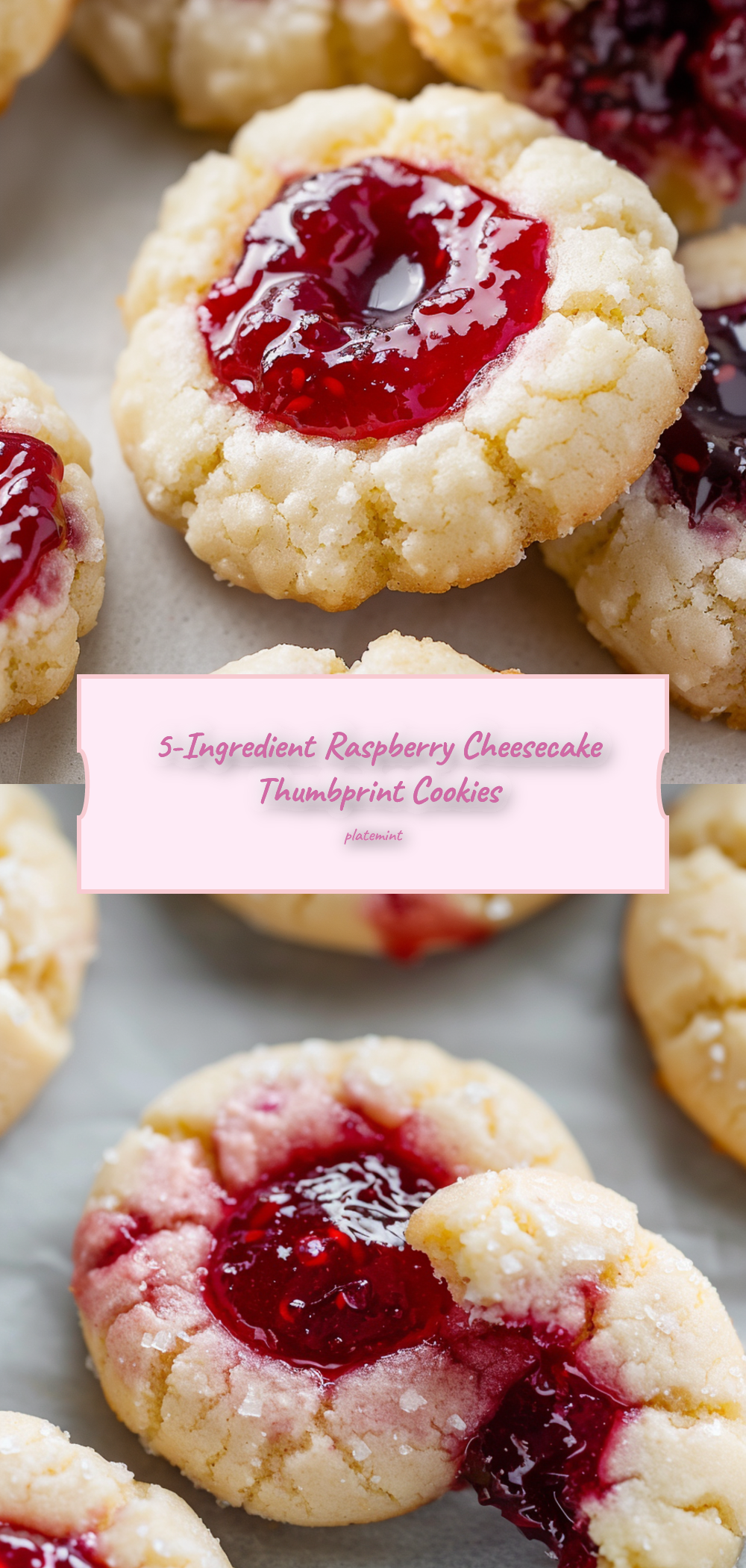 5-Ingredient Raspberry Cheesecake Thumbprint Cookies