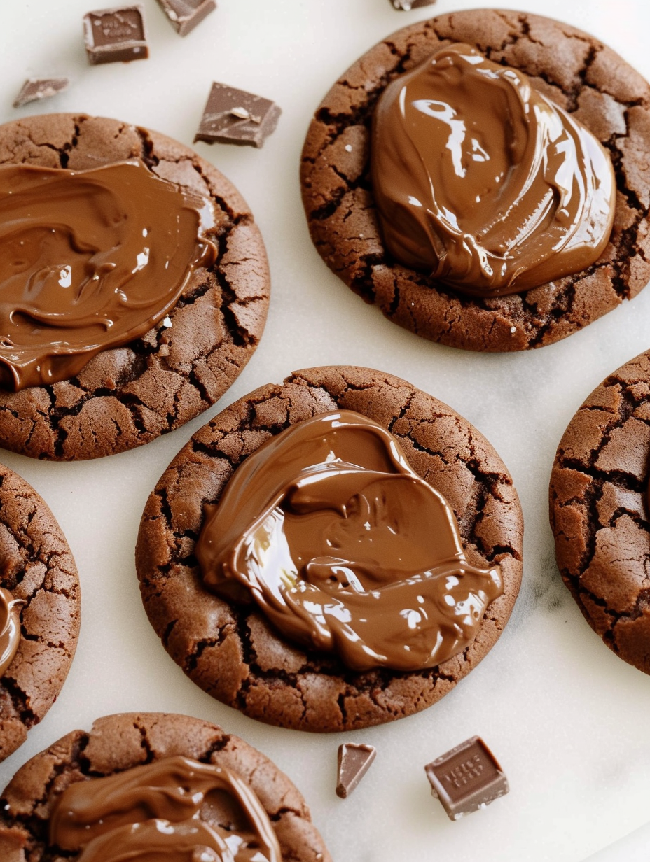 Smoothing melted Andes Mint topping on cookies