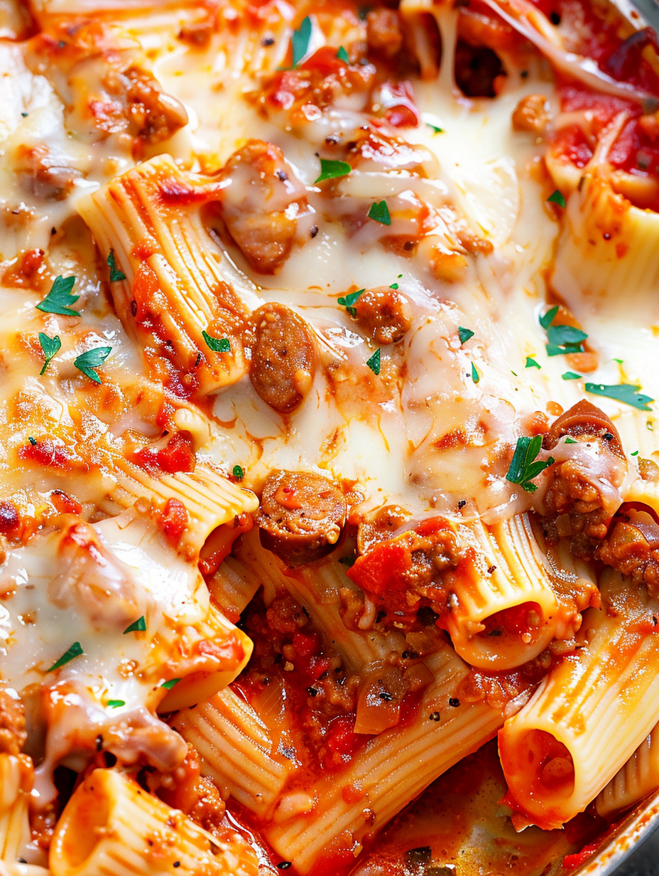 Easy Cheesy Pasta Bake with Sausage and Peppers