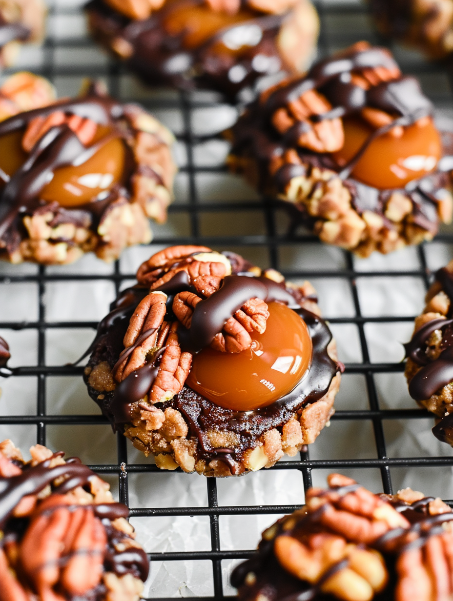 Turtle Thumbprint Cookies (Chocolate, Caramel & Pecan)