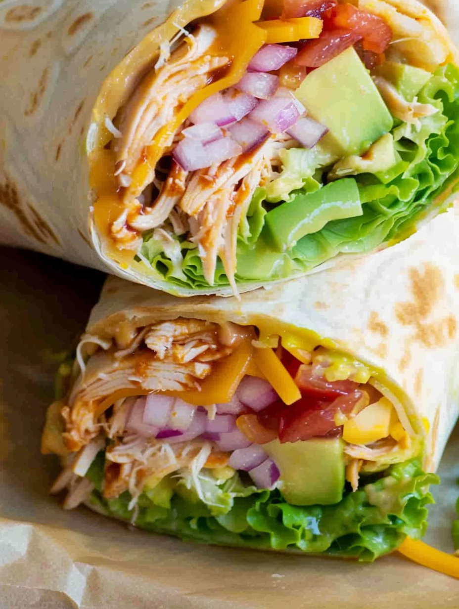 BBQ Chicken Wrap on a cutting board