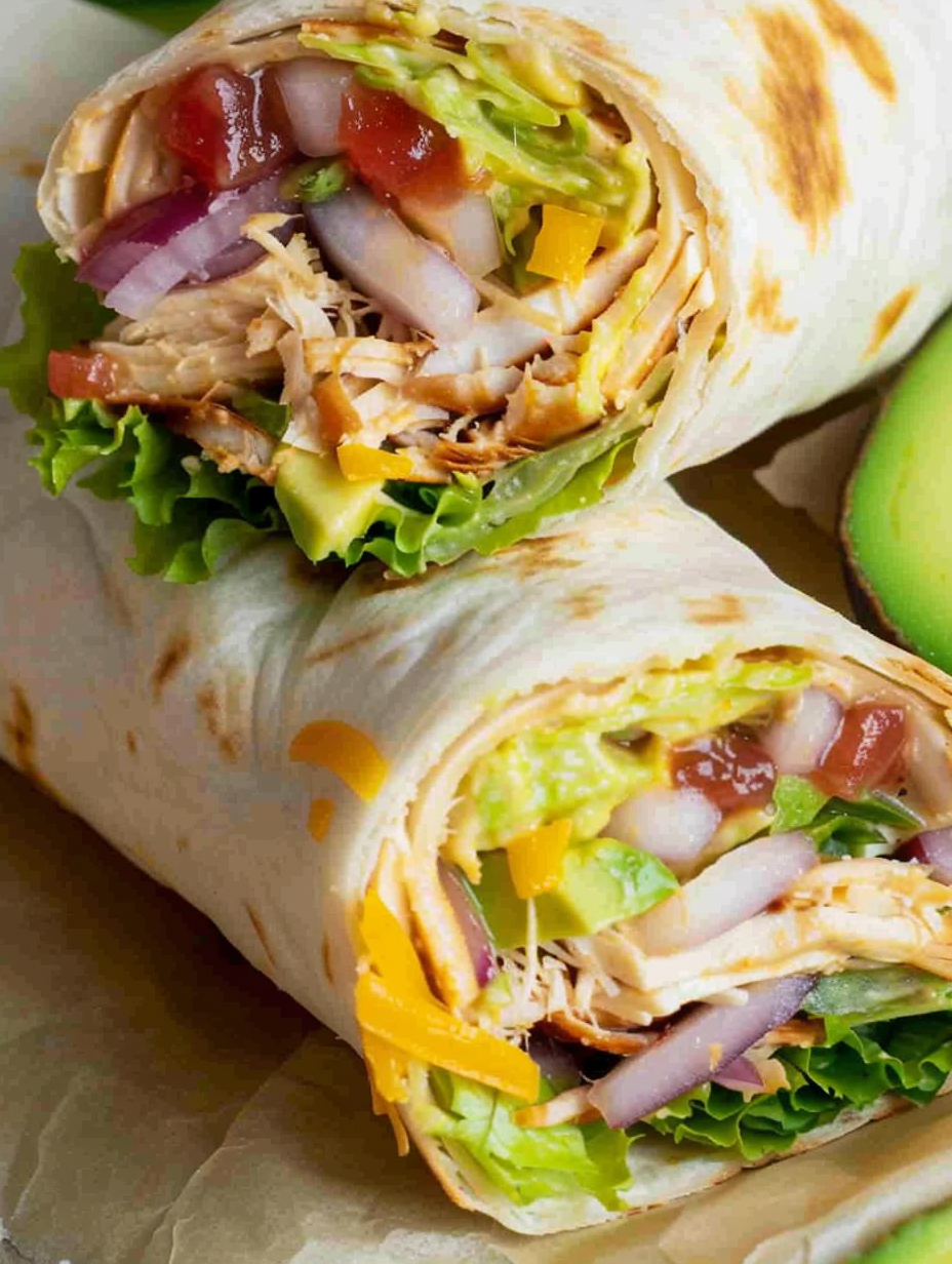 Ingredients for BBQ Chicken Wraps laid out