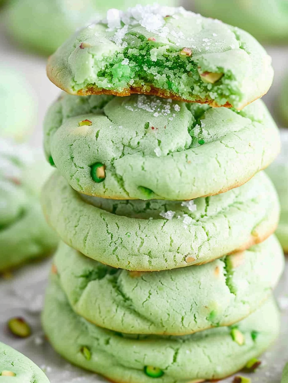 Close-up of pistachio cookie texture