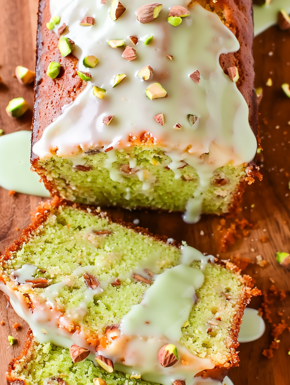 Pistachio Bread with Almond Icing