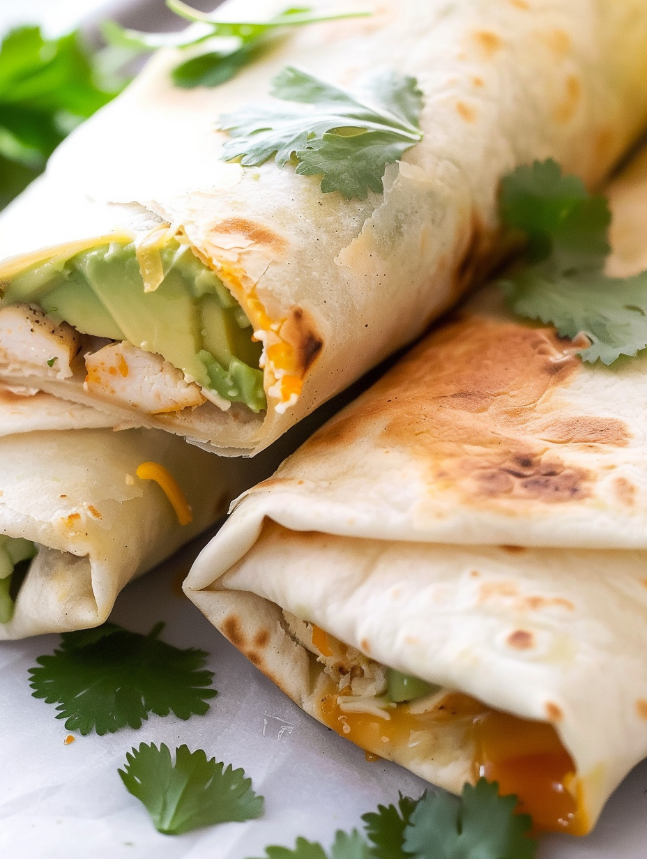 Baked Avocado Chicken Burritos