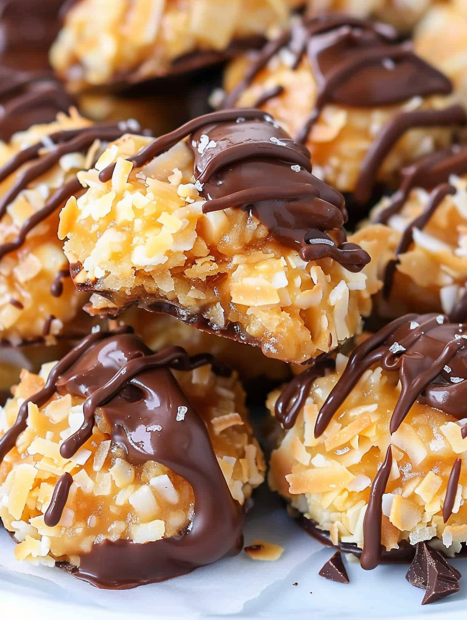 No Bake Salted Caramel Coconut Macaroons