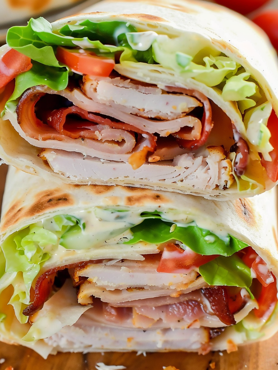Cut Ranch BLT wraps showing cross-section