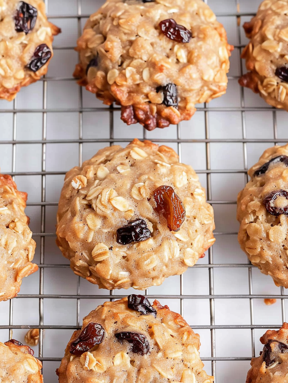 Oatmeal raisin cookies on parchment