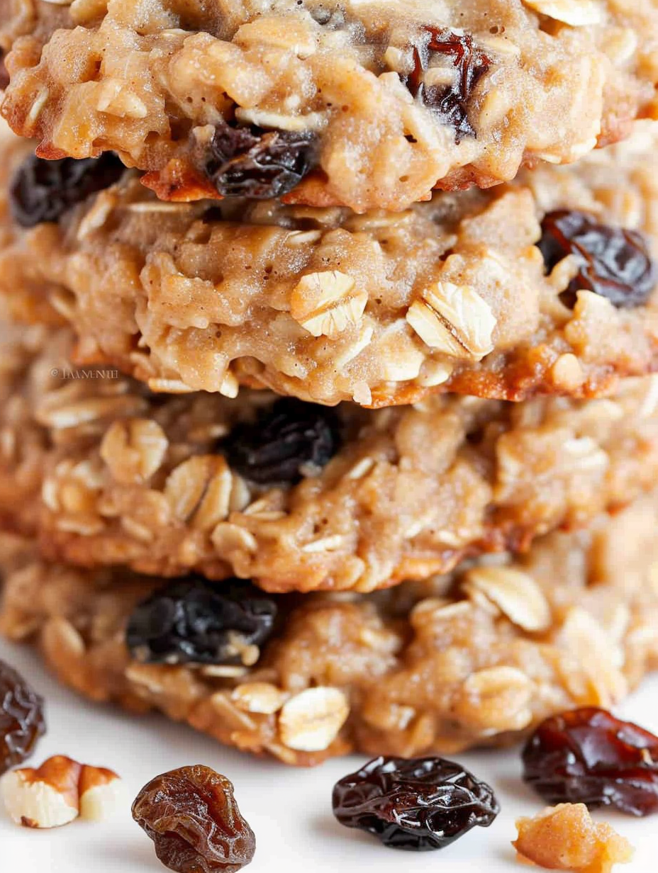 Close-up of a soft oatmeal cookie