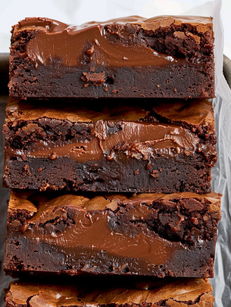 Nutella brownies with swirls on top