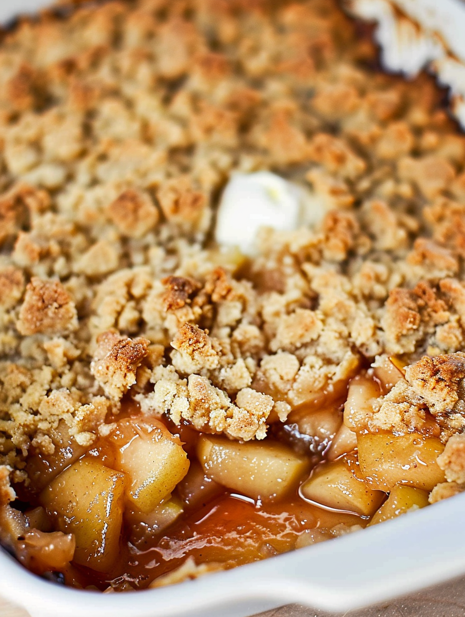 Apple crumble fresh from oven