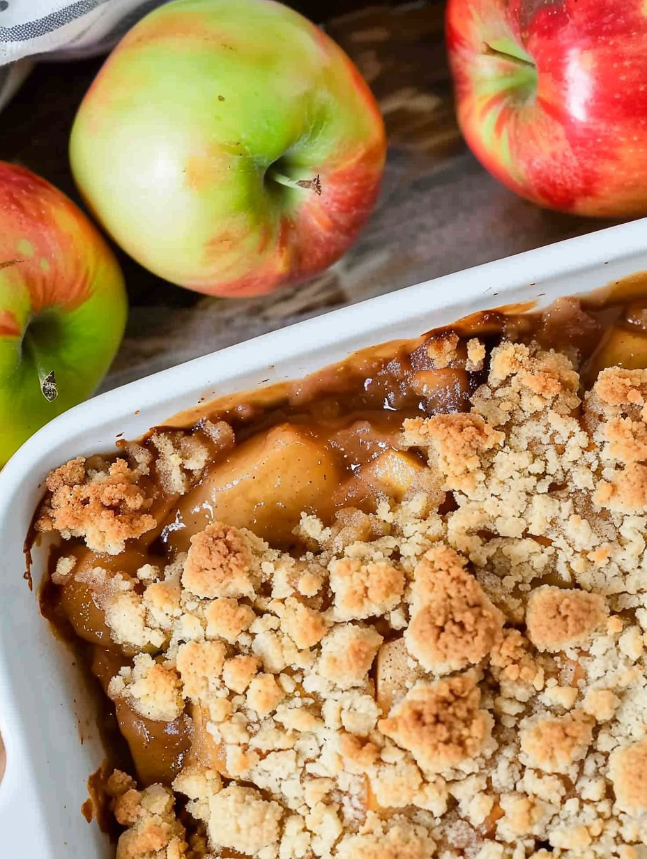 Spoonful of apple crumble with ice cream