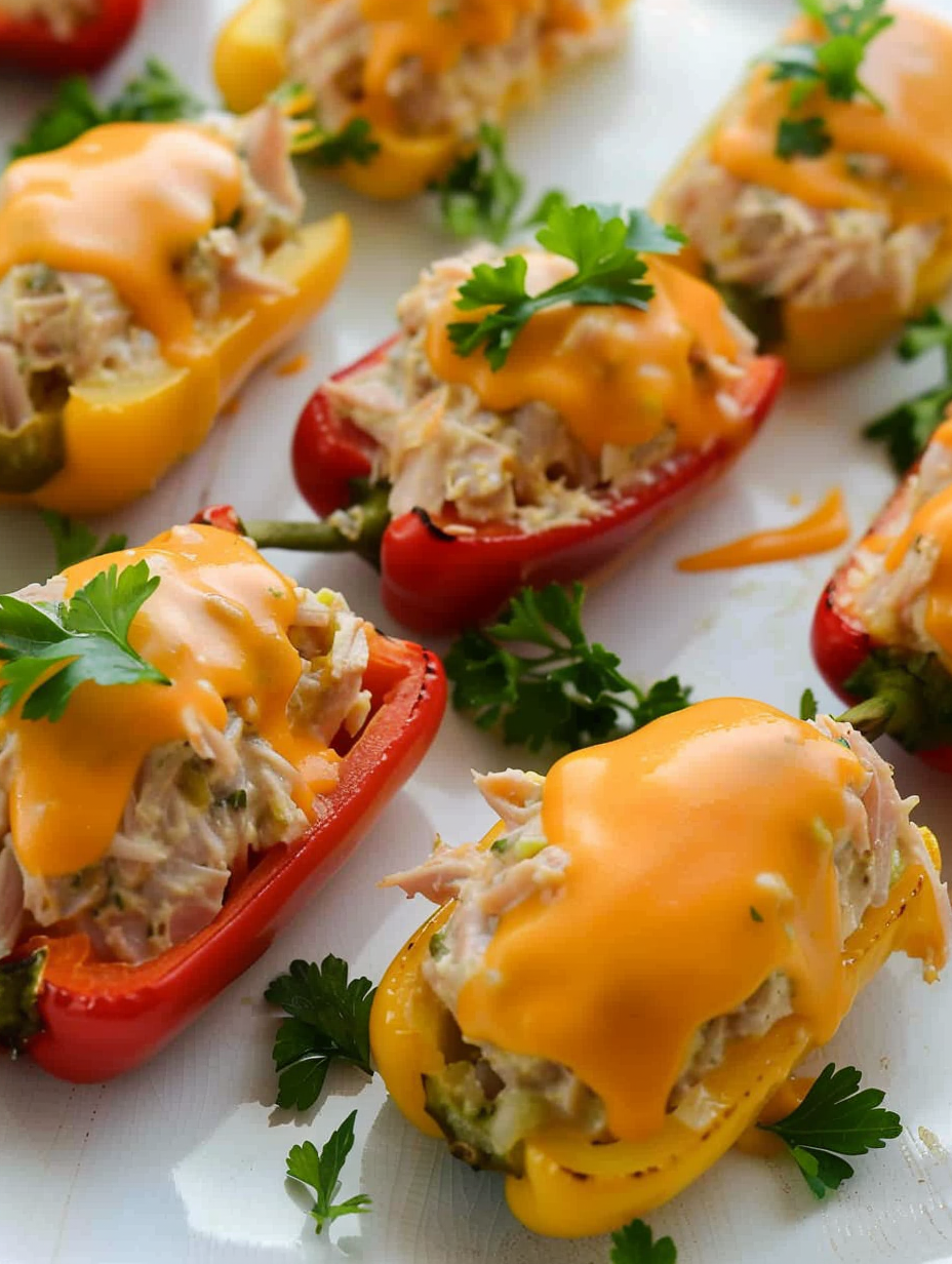 Tuna melt poppers on baking sheet