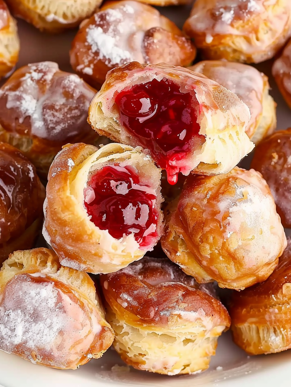 Glazed cherry pie bombs cooling on parchment