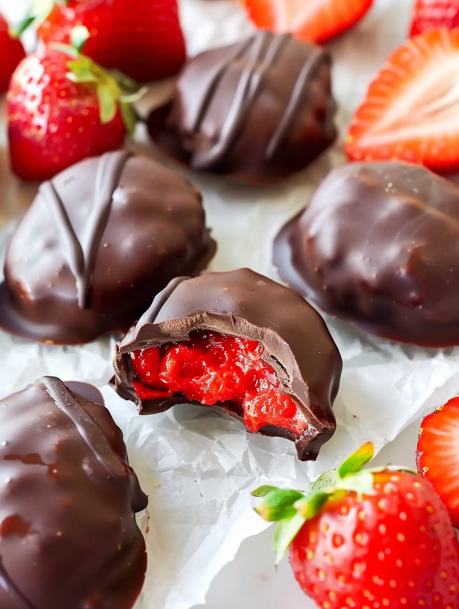 Frozen Chocolate Covered Strawberry Bites