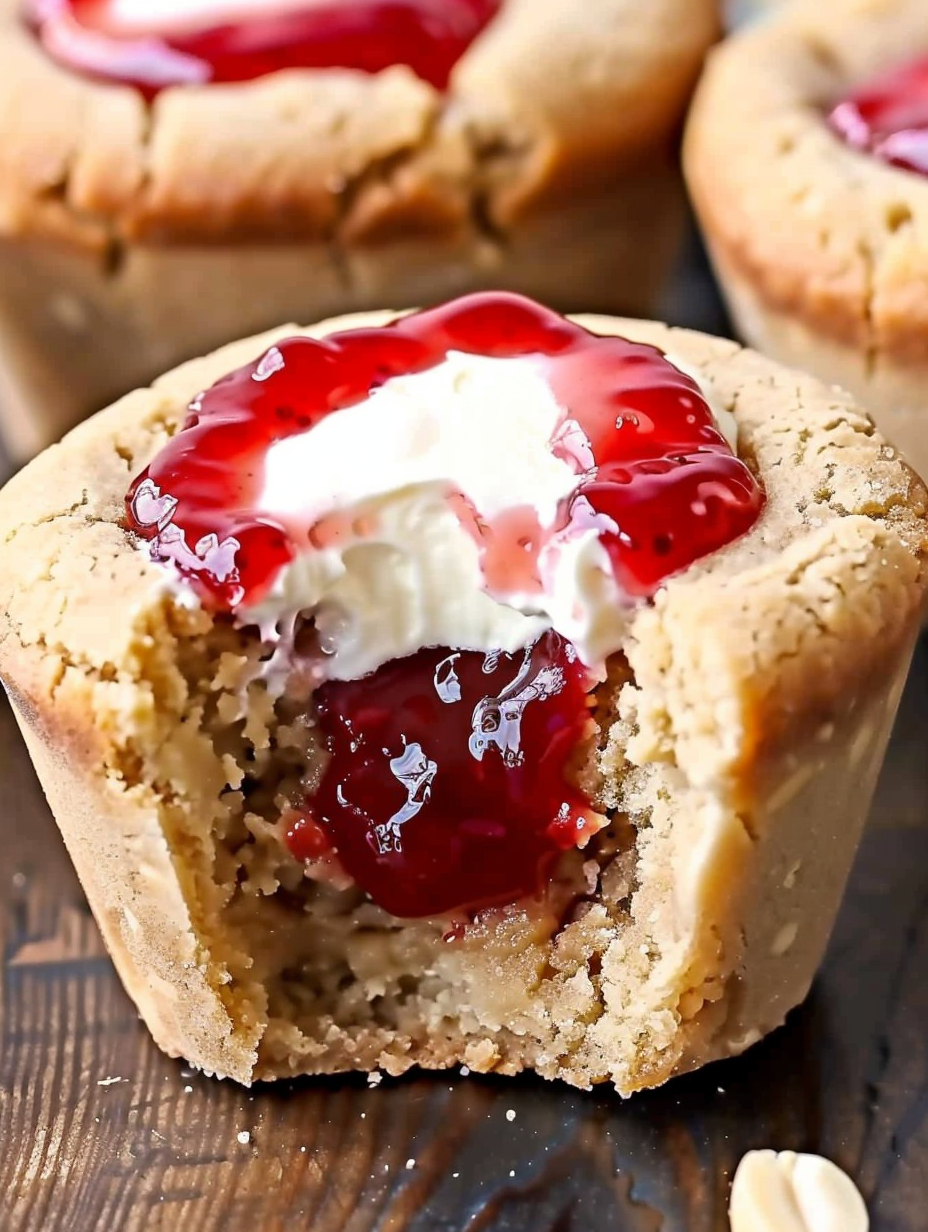 Peanut butter mousse being piped onto cookie cups