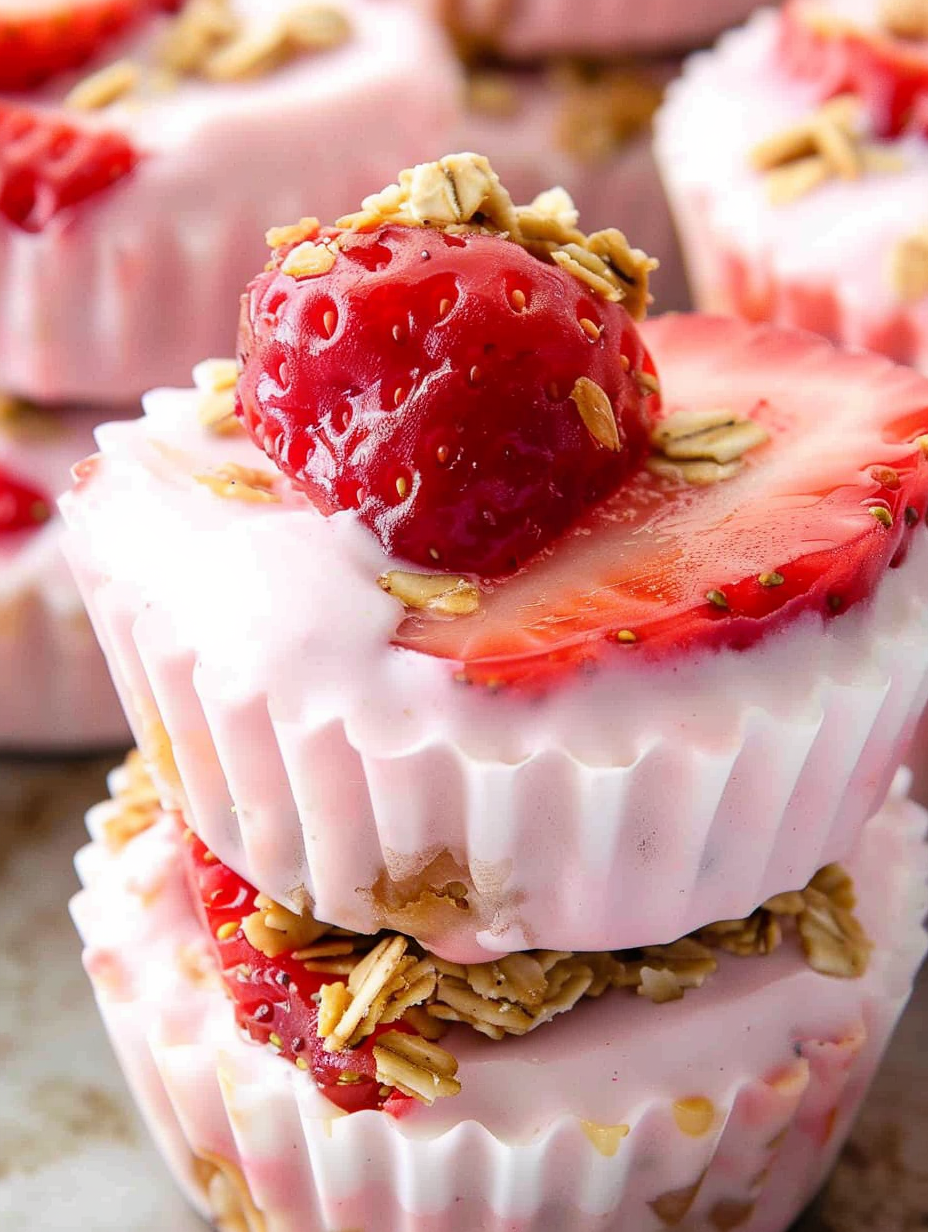 Strawberry yogurt bites in muffin liners