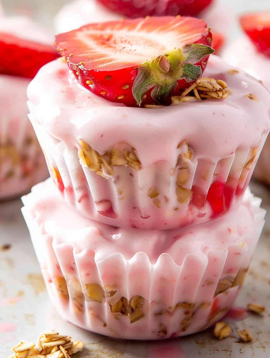 Close up of frozen yogurt bite with granola
