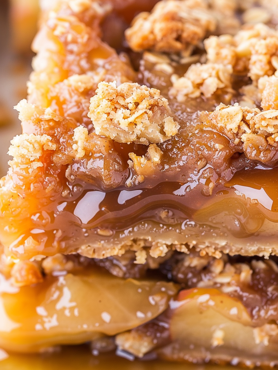 Close up of caramel crumble topping