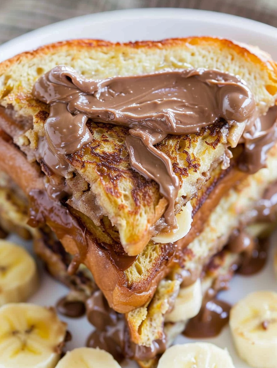 Chocolate Peanut Butter Banana Stuffed French Toast