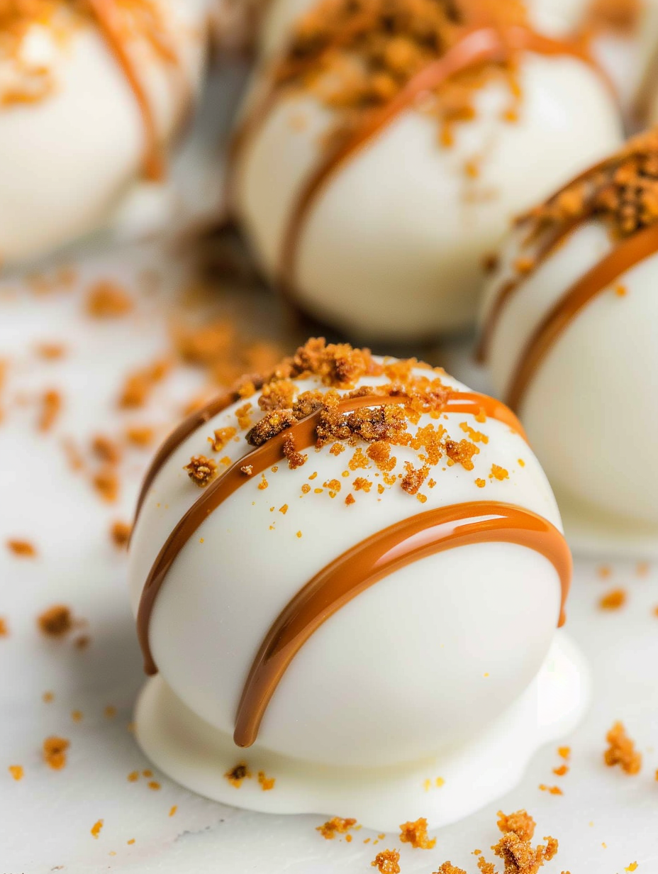 Tray of Biscoff truffles cooling on parchment