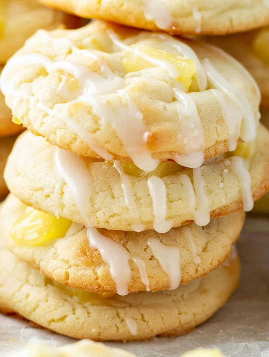 Pineapple cookies cooling on rack