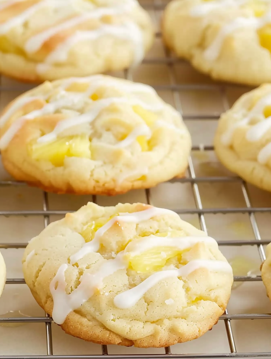 Plate of pineapple cookies with glaze