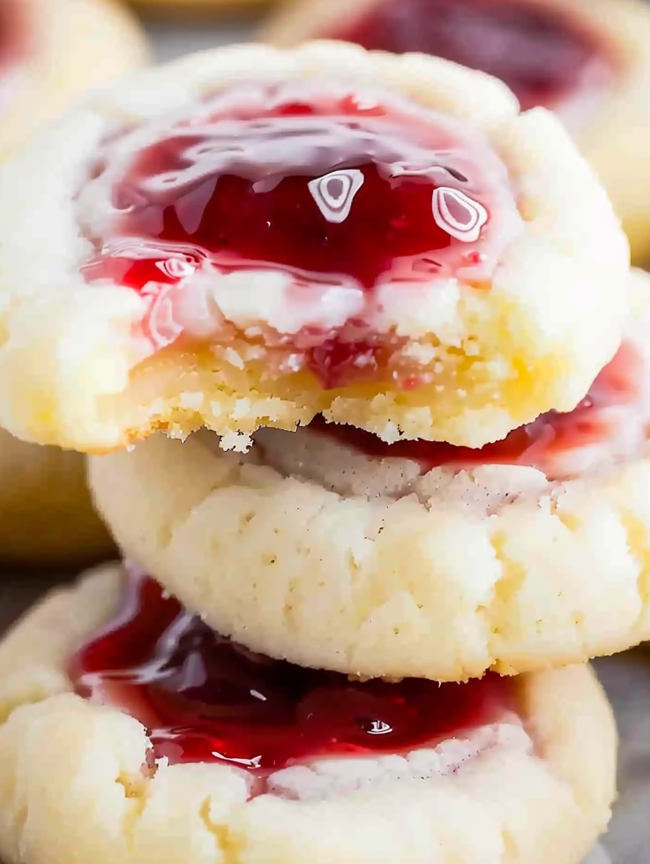 Glazed Strawberry Thumbprint Cookies