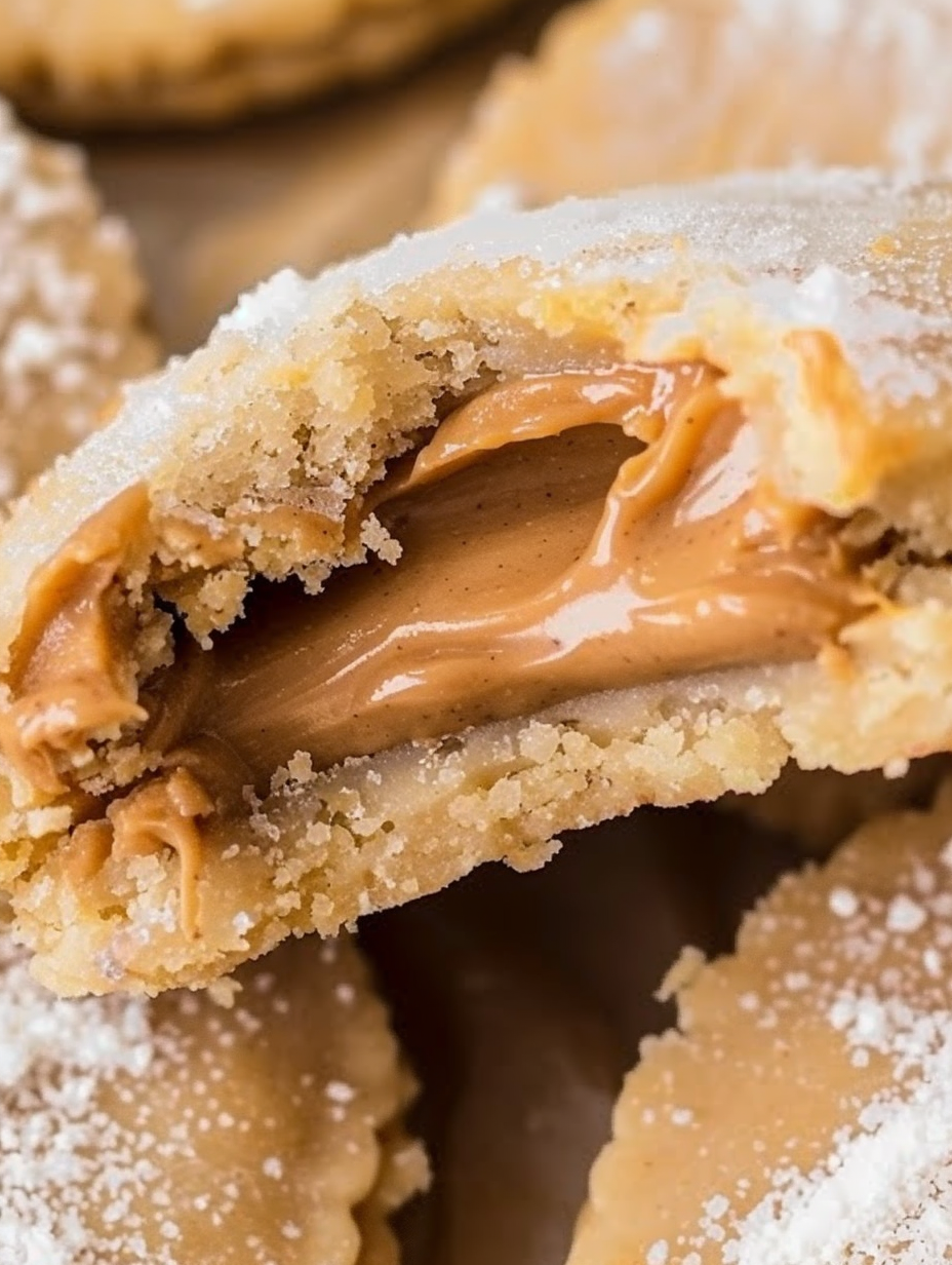 Peanut butter lava cookie close-up with molten center