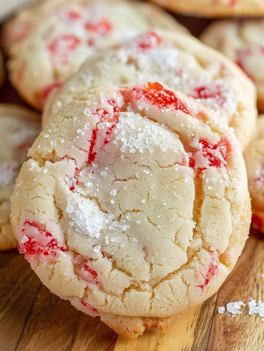 Close up of cookie showing cinnamon candy flecks