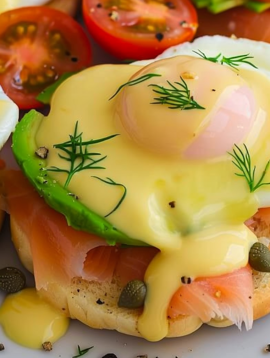 Smoked Salmon Eggs Benedict with Avocado & Homemade Hollandaise