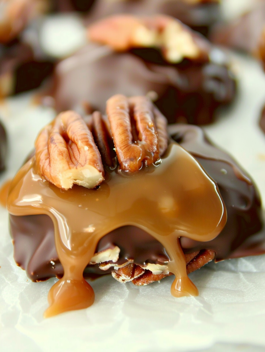 Chocolate Pecan Turtle Clusters