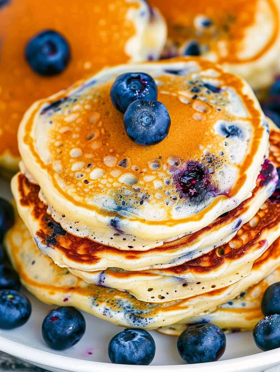 Fluffy Greek Yogurt Blueberry Pancakes