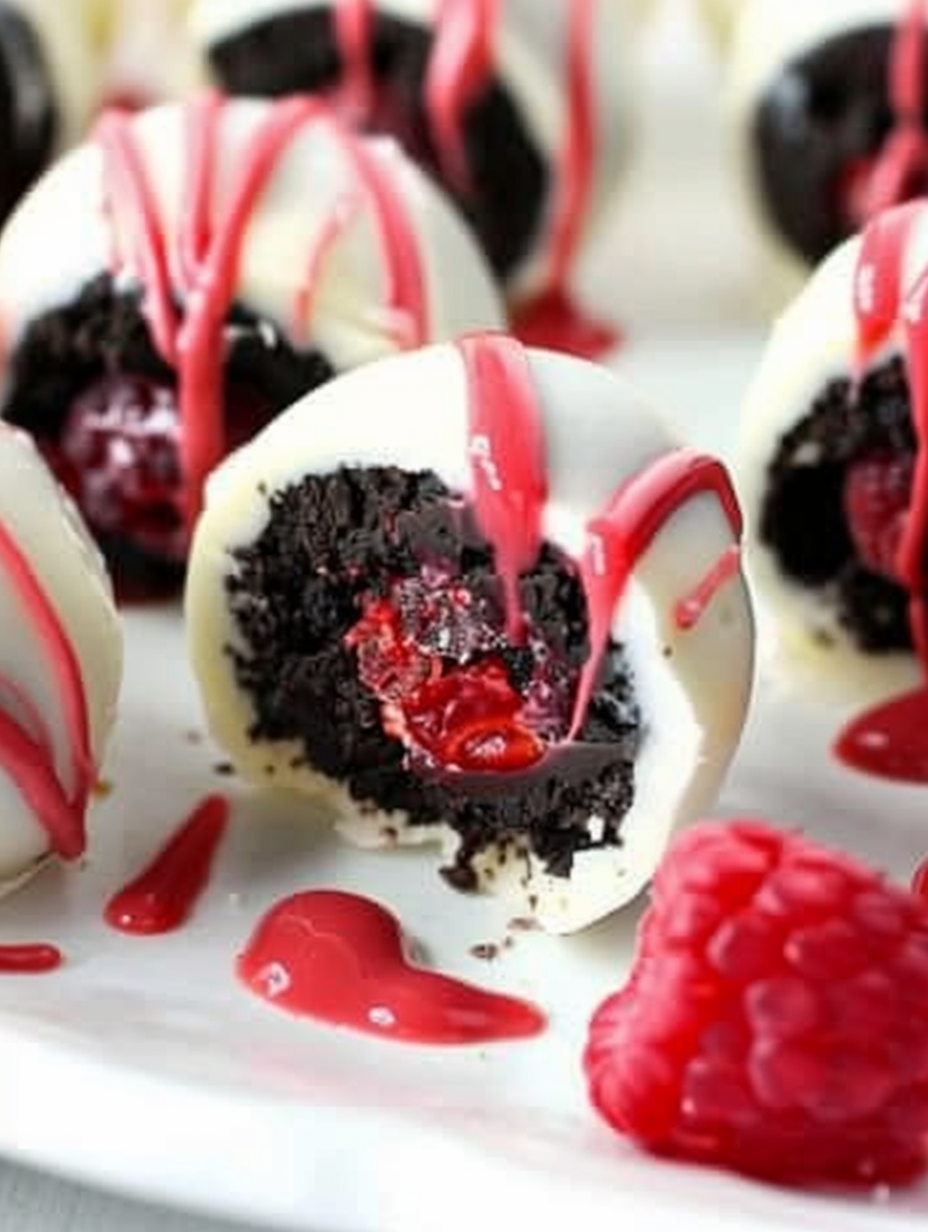Plated Oreo balls with drizzle