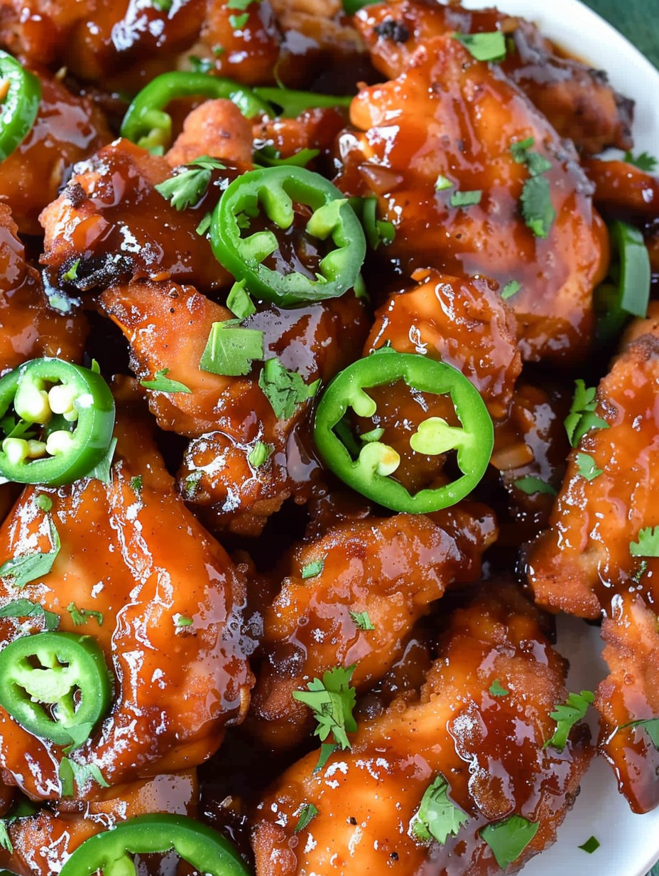 Plated Spicy Jalapeño Chicken with rice