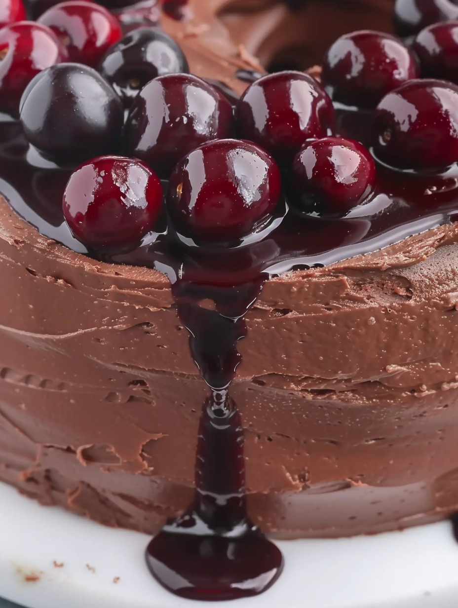 Close-up of frosting and cherries on cake